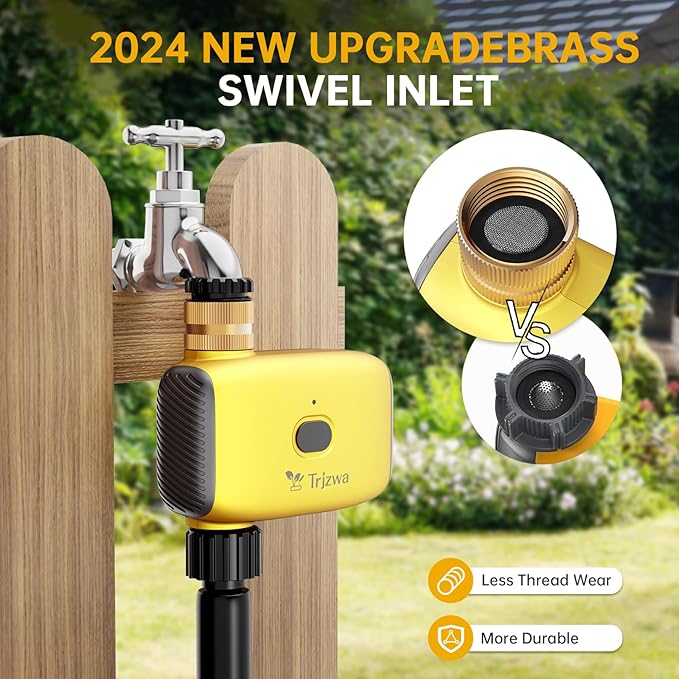 WiFi Sprinkler Timer 2025 WiFi Water Timer for Garden Hose,Brass Inlet Smart Irrigation System for Garden,APP Remote Control via WiFi and Bluetooth,Sprinkler Watering for Lawns, Patios
