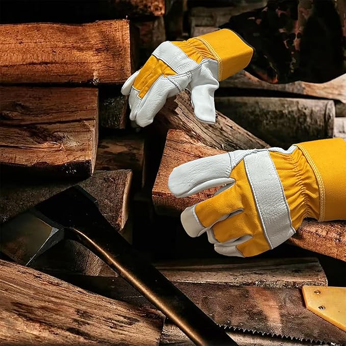 SKYDEER Full Premium Wild Elkskin Leather Work Gloves for Men, Durable for Heavy-Duty Labor, Construction, and Garden SD8826