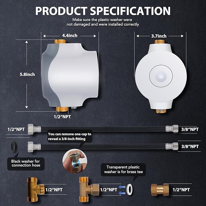 HBS24-12Z Faucet Control Smart Instant Hot Water Recirculating Pump System for Tanked, Tankless Water Heaters Super Energy Saving