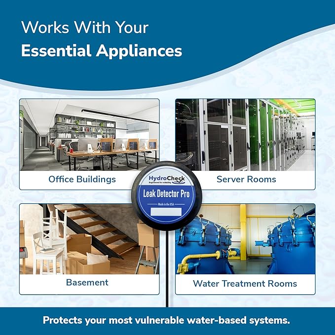 Water Leak Detector Replacement Puck - Commercial Moisture Sensor Alarm System - High Amp Load Moisture Detectors for Home & Offices - Smart Water Leak Detection (Wiring Sold Separately)