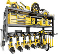 Power Tool Organizer Wall Mount Heavy Duty 320 lbs, 3 Layers Storage Rack with 9 Drill Holders & Battery Storage, cordless tool organizer for Garage, Workshop & Tool Room