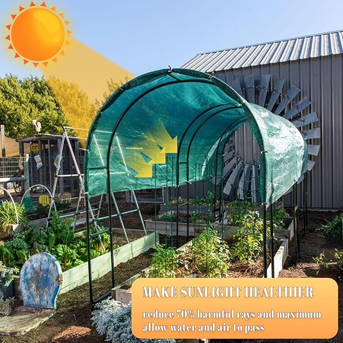 Cool Area 70% 6.5x10ft Sunblock Shade Cloth Cover Mesh UV Resistant Net for Garden Flower Plant Greenhouse, Dark Green