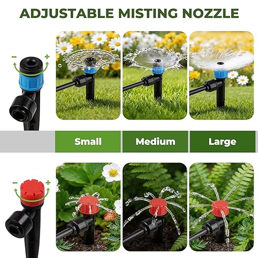 100FT Drip Irrigation System Kit, Quick Connect Garden Watering System, Easy Install Drip Irrigation Kit with 1/2" & 1/4" Tubing, Adjustable Emitters for Garden, Raised Beds, Greenhouse