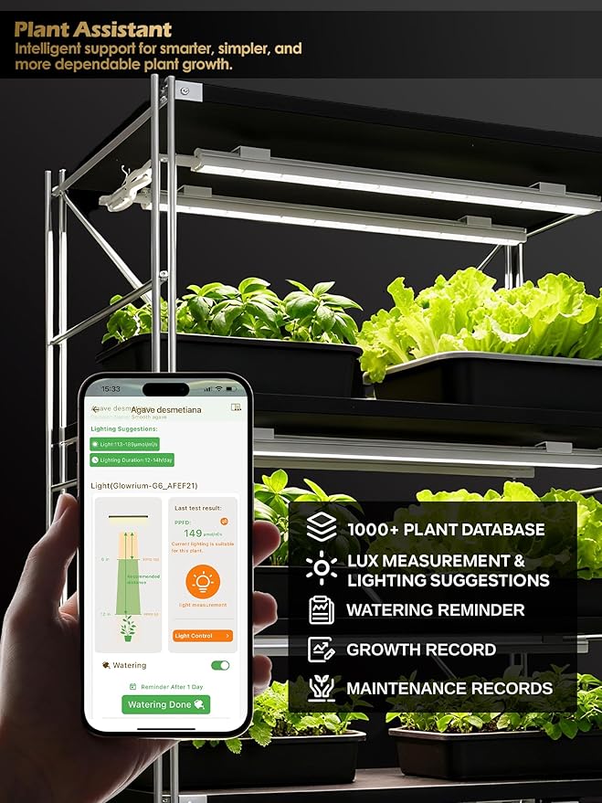 T5 Smart Grow Light for Indoor Plants,3500K Full Spectrum LED Plant Light Strips with 3/9/12H Auto Timer,Stepless Dimming,Modular Design，Plug and Play (White, 2 Pack)