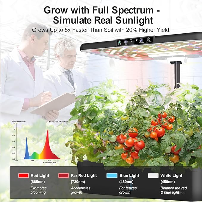 22 Pods Hydroponics Growing System with LED Grow Light, Indoor Herb Garden Kit for Vegetables, Lettuce, Strawberries, Fruits & Flowers, Automatic Light Modes, No Seeds Included
