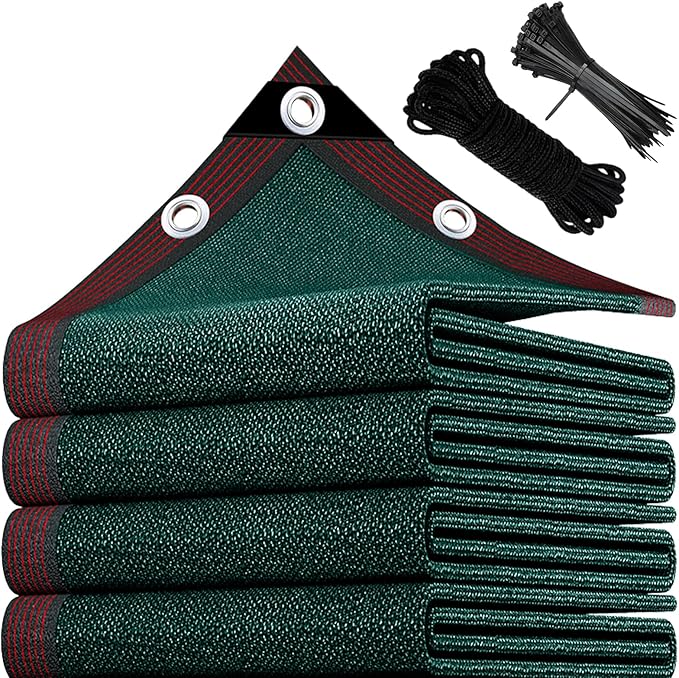 90% Sun Shade Cloth 36x 44 FT, Sunblock Shade Net for Patios, Gardens, Backyards, Durable HDPE Fabric with Aluminum Grommets, Easy to Install Dark Green