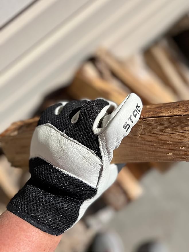 Leather Gloves Men- 211 Gifts for Gardeners Heavy Duty Cowhide Mesh Back Work/Construction/Warehouse/Yardwork