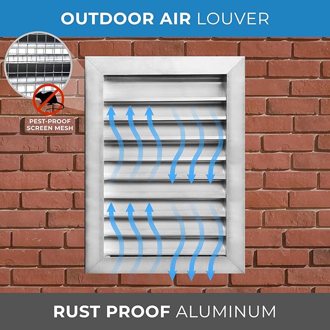 HVAC Premium 18"W x 24"H Aluminum Exterior Gable Louver Vent for Walls & Crawlspace - Weather-Resistant Air Grille with Screen Mesh - [Outer Dimensions 19.75"W x 25.75"H]
