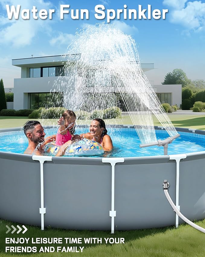 Swimming-Pool Waterfall-Fountain Water Fun Sprinkler - Dual Sprayer Multiple Spray Method, Pool Decoration Cascade Fountain for Above & In-ground Pools, Practical Pool Aerator Water Cooler Circulation