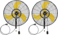 HiCFM 2 Pack 30 inch Misting Outdoor Oscillation Weatherproof Wall Mounted Fan with IP44 Enclosure Motor, GFCI Plug, 9300 CFM 3-Speeds High Velocity Powerful Wall Fan, UL Outdoor Approved