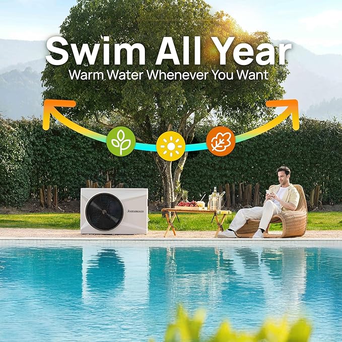 AQUASTRONG Inverter Swimming Pool Heat Pump,Pool Heater for Above Ground and Inground Pool Heating Smart WiFi Control and Cooling Pool Heater Pools Up to, 21000 Gallons