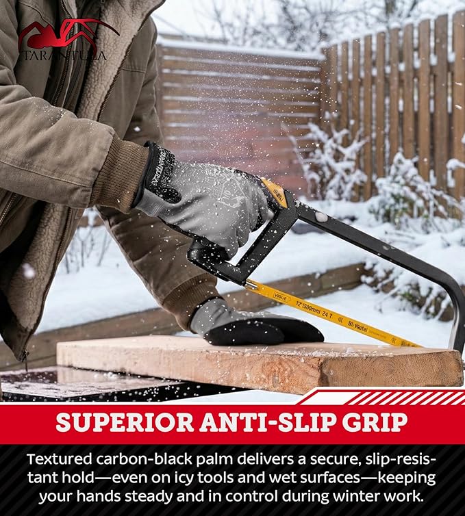 Tarantula 100% Waterproof Winter Work Gloves for Men&Women,Thermal Insulated Freezer Gloves for Cold Weather, Super Grip Palm
