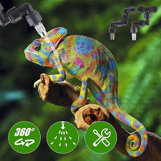 Automatic Watering System with Timer and 360° Adjustable Nozzles, Smart Irrigation Kit for Reptile Terrariums and Indoor Plants, USB Rechargeable Misting Device