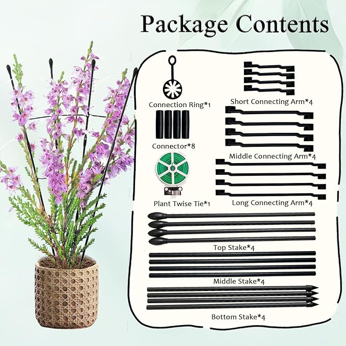 Garden Trellis for Climbing Plants, 2Pack-Plant Trellis, 2 in 1 Rustproof Metal Pipe with Plastic Coated, 4Ft Plant Support for Potted Plant Outdoor Indoor, Tomato Cages & Supports for Vines