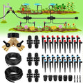 250FT Drip Irrigation System for Garden - 50FT 1/2" Main Tube & 200FT 1/4" Branch Tubing, Brass Splitter, Quick Connect Design, Perfect for Outdoor Plants, Raised Beds, Greenhouses