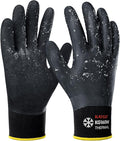 KAYGO Winter Waterproof Work Gloves for Men and Women, Thermal Insulated Freezer Rubber Coated Gloves,Super Grip, KG160 (XL, Black)