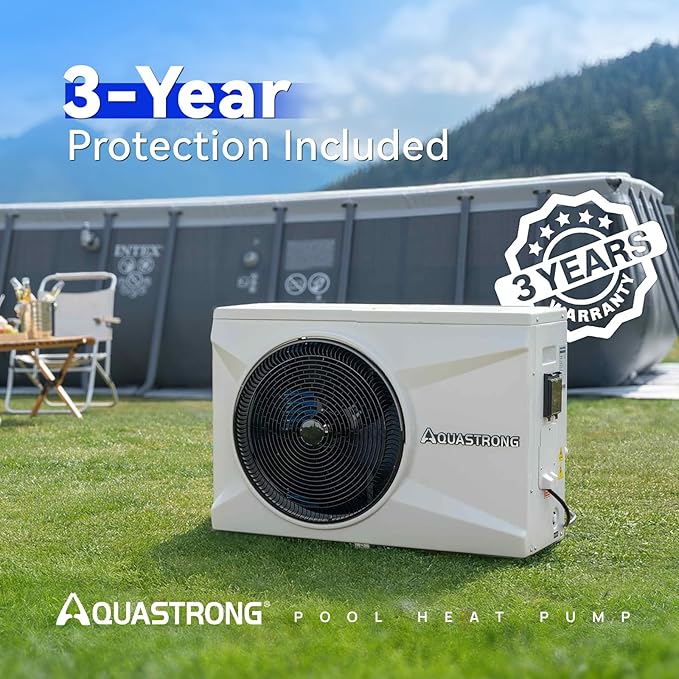 AQUASTRONG Inverter Swimming Pool Heat Pump,Pool Heater for Above Ground and Inground Pool Heating Smart WiFi Control and Cooling Pool Heater Pools Up to, 7500 Gallons