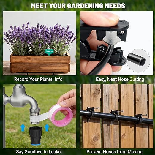 100FT Drip Irrigation Kit, Automatic Garden Watering System with Quick Connect PE Tubing, 2026 New Upgraded Water-Saving Design, 3 Adjustable Nozzles for Yard, Greenhouse, Lawn & Raised Bed Plants
