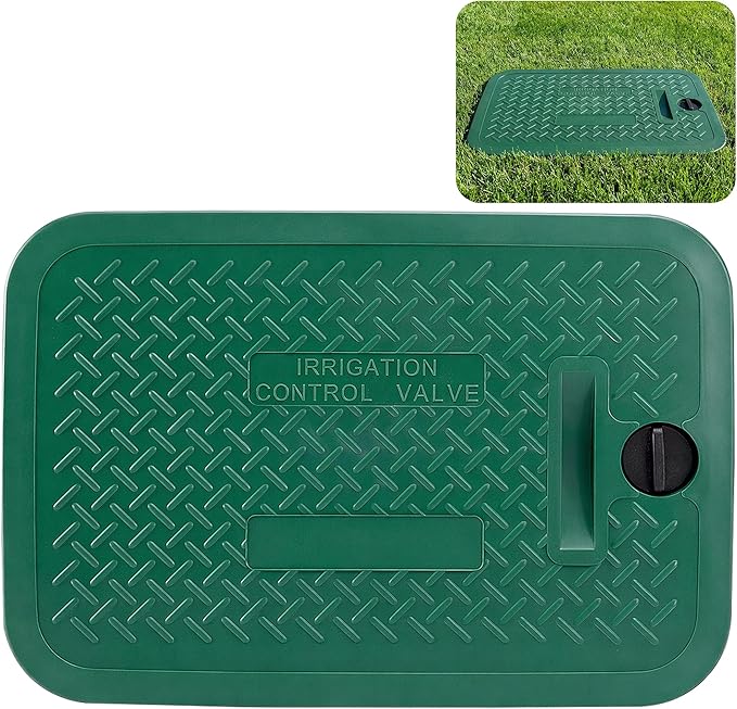 EBaokuup 12 x 17 Inch Irrigation Valve Box Cover, Rectangular Sprinkler Valve Lids with Plug, Sprinkler Valve Cover Replacement for Outdoor Irrigation Watering Equipment, Only Covers, Box Not Included