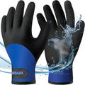 Kebada T2 Waterproof Winter Work Gloves for Men and Women - Thermal Insulated Freezer Gloves for Working in Freezer for Cold Weather, 100% Latex Coating, Wrist Closure, 1 Pair, Blue, Small