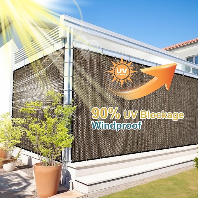 Shade&Beyond Customized 90% Sun Shade Cloth with Grommets, 12' X 20' Pergola Shade Cover Canopy, Mesh Tarp Sun Screens for Patio, Outdoor, Garden, Backyard, Mocha
