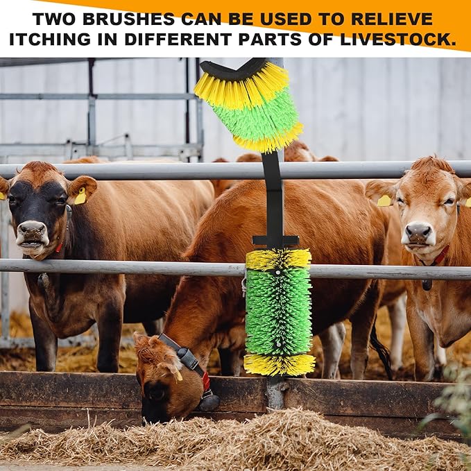 2 Way Livestock Scratching Brush Dual Sided Cow Scratcher Horse Grooming Brush 20" x 11.6" Extra Large Horse Scratching Post Heavy Duty for Cattle Sheep Goats Pigs Massage Tool Supplies