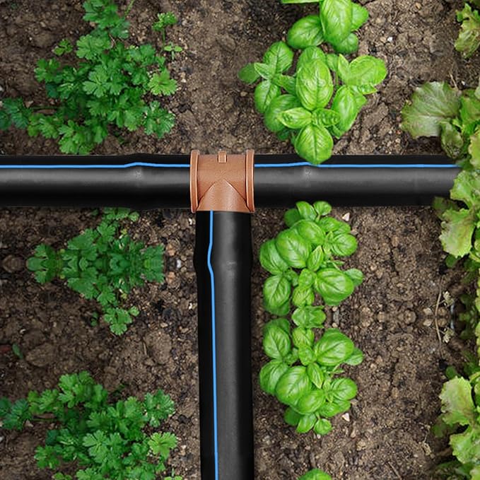 JAYEE 25 Pack Drip Irrigation Barbed Tee Fittings (17mm) for 1/2" Drip Hose(0.600”ID) ，Sprinkler Tubing Connector for Drip System