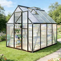 6 x 8 FT Greenhouse for Outdoors, Polycarbonate Greenhouse with Quick Setup Structure and Roof Vent, Aluminum Large Walk-in Green House for Outside Garden Backyard, Charcoal Black