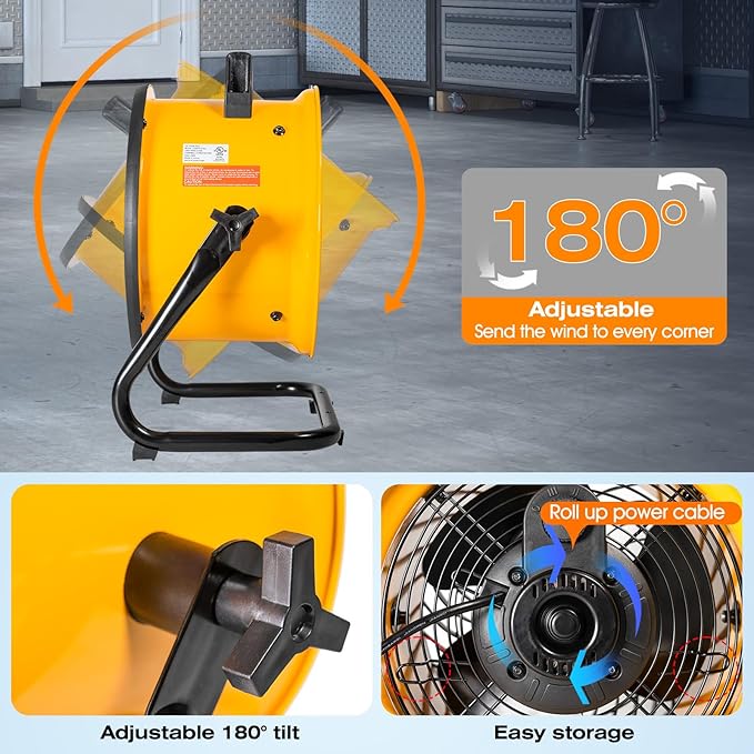iLiving 12 in. Low Noise Turbo Fan 1139 CFM 3-Speed Portable Air Circulator for Shop, Office, Greenhouse, Home and Warehouse