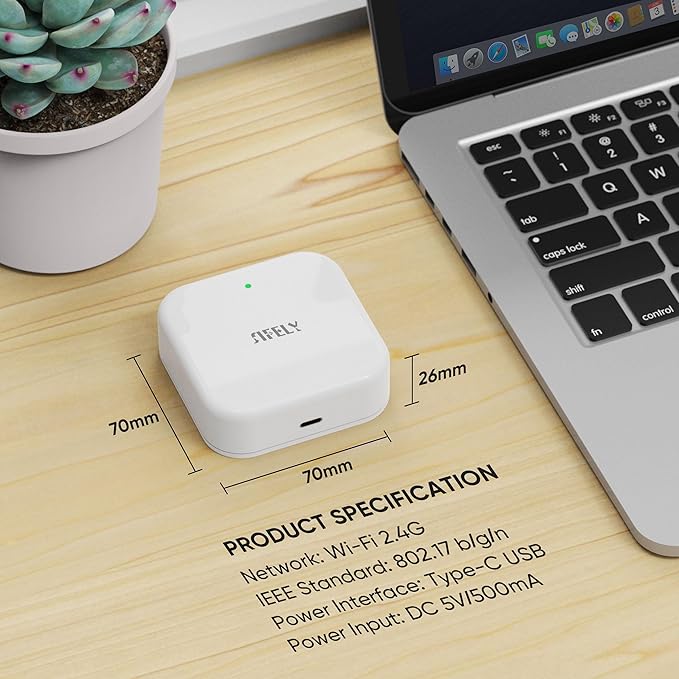 Sifely Smart Lock Wi-Fi Gateway - Remote Access Hub for Sifely Smart Door Lock, Works with App & Alexa (Model G2, Supports 2.4G Wi-Fi Only)