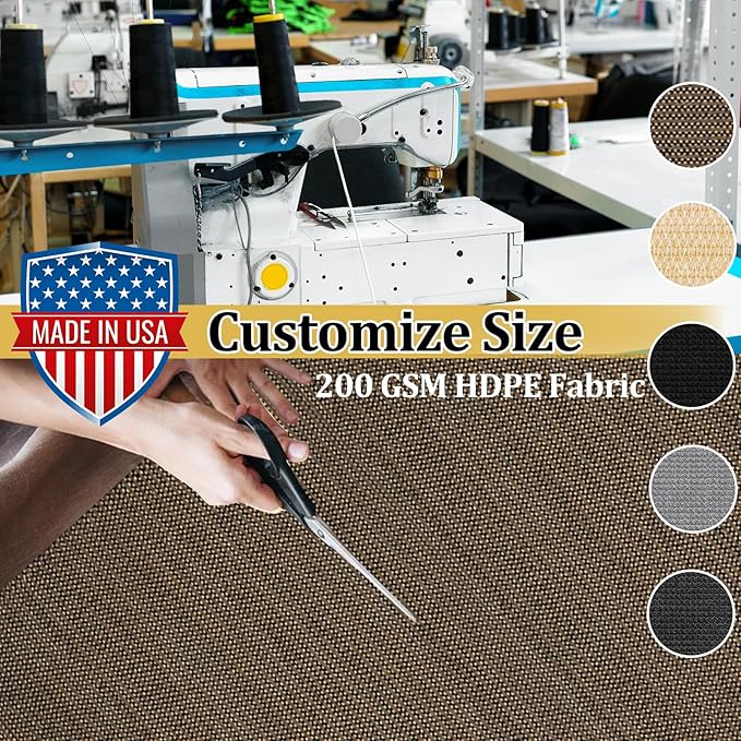 Shade&Beyond Customized Size 4' X 12' Shade Cloth with Grommets, 90% UV Protection UV Protection Mesh Tarp Sun Screens for Patio GN04, Mocha