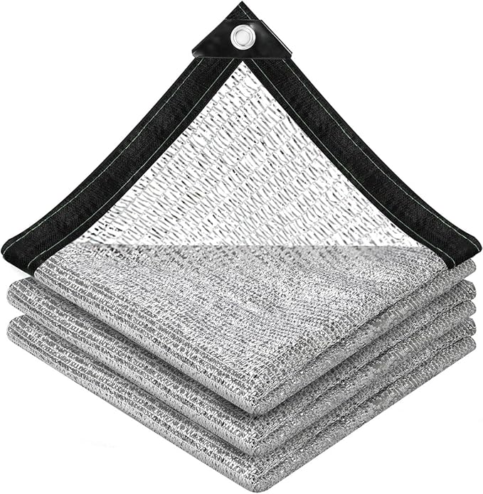 vensovo 40% Aluminum Shade Cloth - Reflective Aluminium Shade Netting Sun Shade Cover with Grommets for Cars, Dogs, Outdoor, RV, Patio (10x14FT)