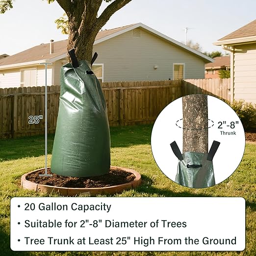 3 Pack Tree Watering Bags, 20 Gallon Slow Release Gator Bags for Trees, Durable PVC Tree Drip Irrigation Bags with Heavy Duty Zipper, Deep Root Targeting