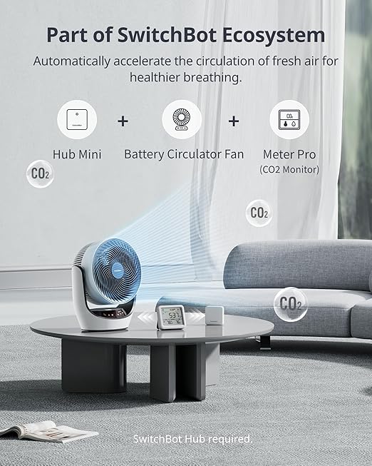 SwitchBot CO2 Detector, Air Quality Monitor Indoor, CO2 Monitor for CO2/TEMP/Humidity, Portable Carbon Dioxide Detector for Home/Car/Office/Greenhouse (Alexa-Enabled Meter Pro CO2)