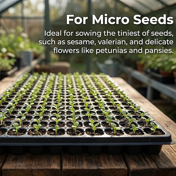 Gardzen 10 Pack 200 Cell Seed Starter Trays, 1.5" Deep Plug Tray for Seedlings, Durable Seedling Trays with Drainage Holes, Fit Standard 1020 Drip Tray