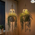 Hanging Plant Grow Lights for Indoor Plants with Timer, Wall Mounted Full Spectrum Pendant Growing Light with Macrame Plant Hanger, Ceiling LED Planta Luz for Potted Plants Home Decor(2 Pack)