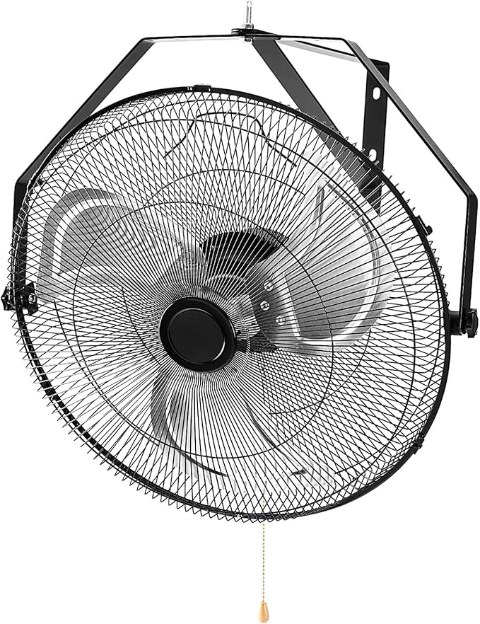 OLIXIS 20 Inch Wall Mount Fan, 3400 CFM, 3-Speed High Velocity Fan, Vertical & Horizontal Adjustable Tilt for Industrial, Commercial, Warehouse, Greenhouse, Black
