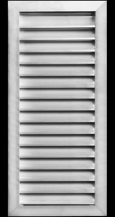 HVAC Premium 16"W x 36"H Aluminum Exterior Gable Louver Vent for Walls & Crawlspace - Weather-Resistant Air Grille with Screen Mesh - [Outer Dimensions 17.75"W x 37.75"H]