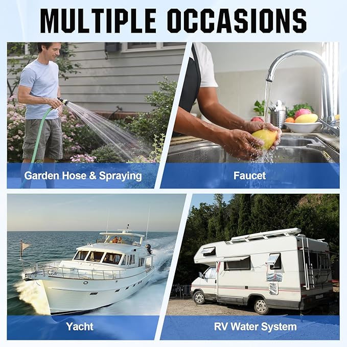 ECO-WORTHY 12V RV Water Pump, 3.5 GPM, 55 PSI, Self Priming Water Pump with Pressure Switch, 4-Chamber Fresh Water Pump for Boat Marine Camper Truck Shower Sprayer