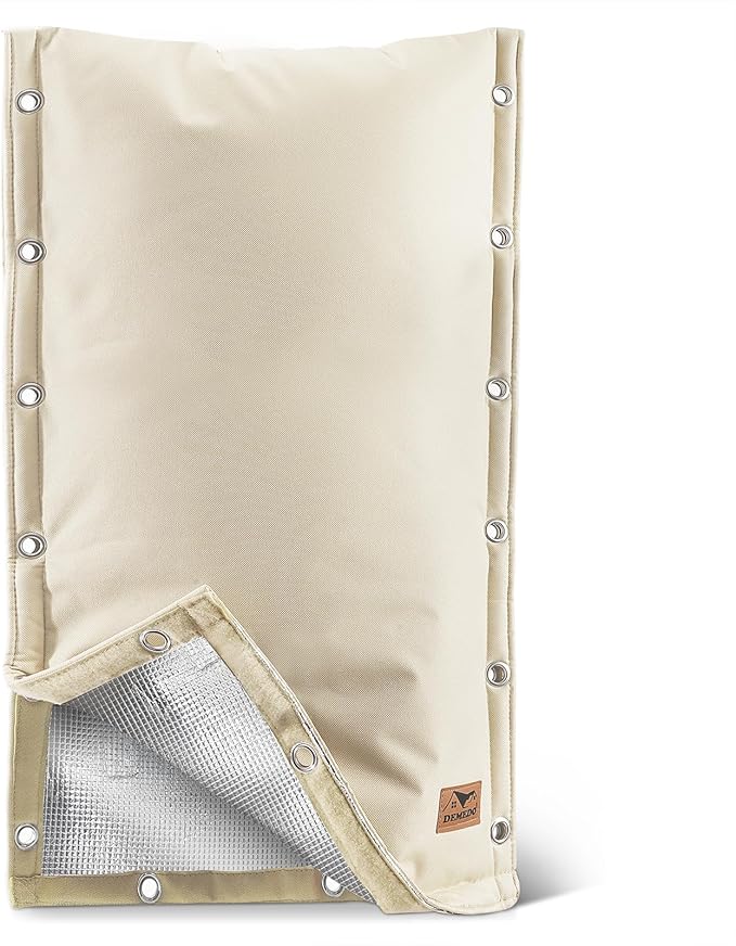 Backflow Preventer Insulation Cover - 3 Way Opening Pipe Insulation Cover for Irrigation Valve, Sprinkler Cover for Outside - Winter Freeze Protection Backflow Cover - 18" W x 34" H, Beige