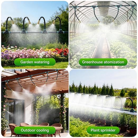 360°Adjustable Drip Irrigation System 200FT,5/16" Extra Long Garden Watering Kit with 32 Copper Nozzles,141Pcs Drip Irrigation Kit，Automatic Atomizing Plant Sprinkler for Large Yard, Greenhouse, Lawn