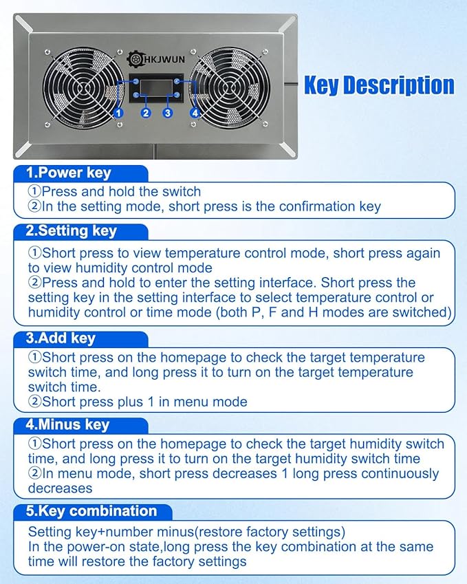 220 CFM Airflow Crawl Space Ventilation Fan with Temperature & Humidity Controller, 304 Stainless Steel Exhaust Fan for Basement Garage Attic Hydroponics & Grow Tents, Airflow & Moisture Control