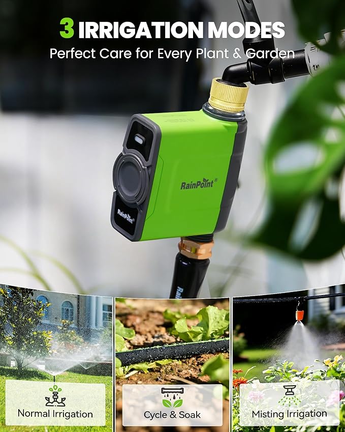 RAINPOINT WiFi Water Timer for Garden Hose, WiFi Sprinkler Controller, Smart Hose Timer Valve, Automatic Drip Irrigation System/Rain Delay for Garden/Lawn/Yard (Brass Inlet, WiFi Gateway)