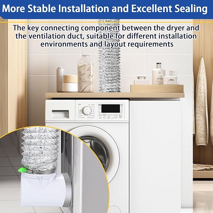 4" Dryer Vent Kit with Hose, Duct Connector and Wall Plate, 90 Degree Dryer Vent Elbow, 4Inch Dryer Vent cover Connector Wall Ducting Kit for Bathroom Exhaust Fans Air Circulation