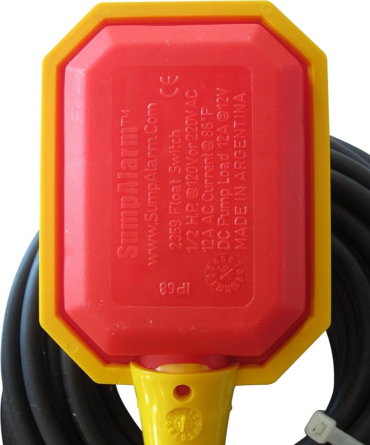 Sump Alarm Wifi Water Sensor, Wireless Sump Pump Alarm with 33 Float Switch for Indoor Outdoor Use, Weatherproof Water Detector Alarm with Free Email Alert, Audible Alarm and Server-Side Backup