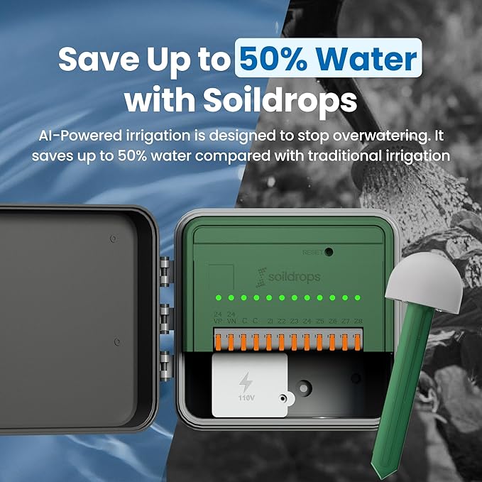 AI Smart Sprinkler Controller, 8-Zone WiFi Irrigation Controller for Indoor & Outdoor Use, DIY Garden & Lawn Watering Kit, App-Based Auto Watering