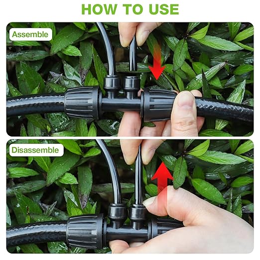 Bonviee 10 Pack 5/16” to 1/4” Reducing Tee Connectors, Split 5/16” Tubing into Two 1/4” Branches, Push-to-Connect Fast Install Drip Irrigation Fittings, Leak-Proof Adapter for Garden, Lawn, Greenhouse