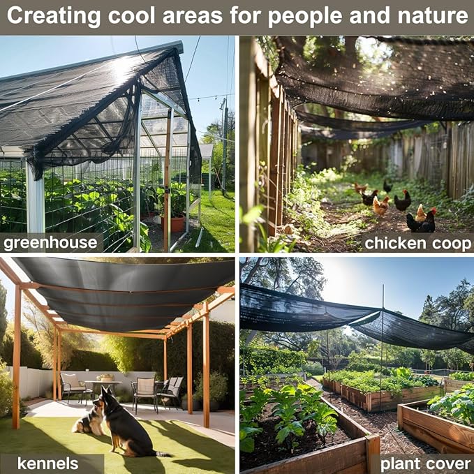 BeGrit Shade Cloth for Garden 70% 6x6.5ft with Grommets Sunblock Sun Mesh UV Resistant Net for Plants,Greenhouse,Patio,Chicken Coop(Black)