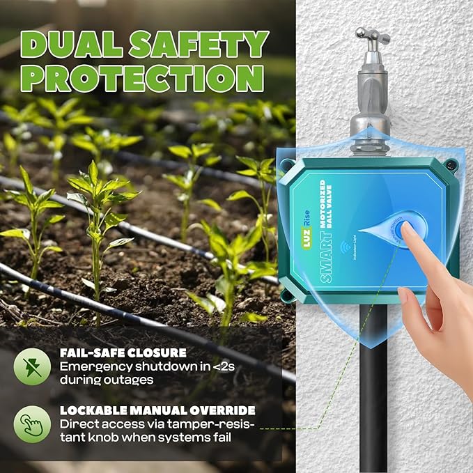 Smart Motorized Ball Valve with Remote Control- Automatic Water Shut-Off, 0-100% Adjustable Flow, Programmable Timer, Real-Time Monitoring (Stainless Steel, DN15 (1/2''))
