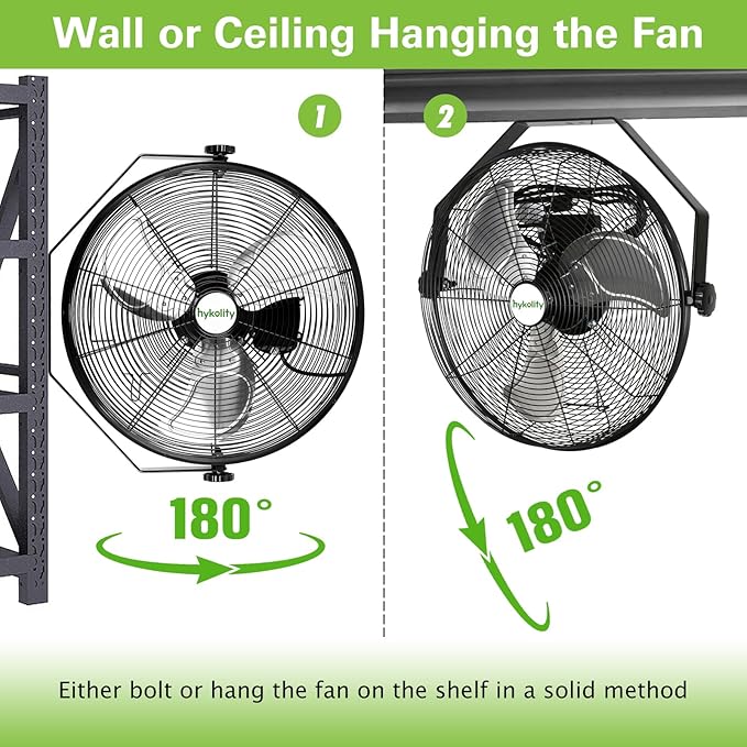 20 in. Industrial Wall Mount Fan, 4600 CFM 3-Speeds High Velocity Fan with Sealed Motor, Heavy Duty Metal Barn Fans for Garage, Workshop and Warehouse, 2 Pack, UL Listed